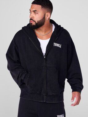 YoungLA 5062 Heritage Zip-Up Hoodie Black Wash XXL NWT